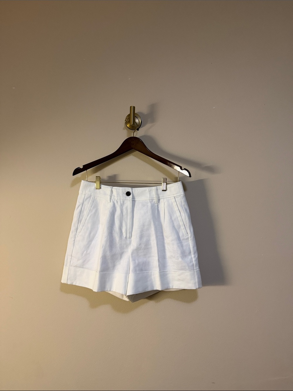 J. Crew White High-Waist Tailored Linen-Blend Shorts